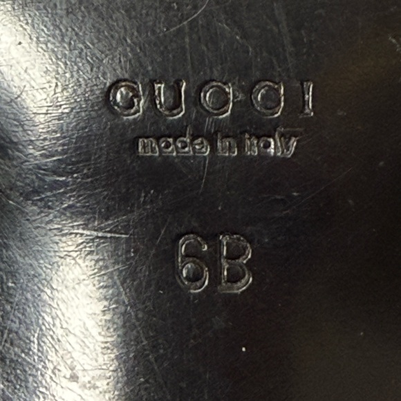 Gucci Black Leather Block Heel Mules Logo Plaque Made In Italy Women’s Size 6B - Picture 7 of 10